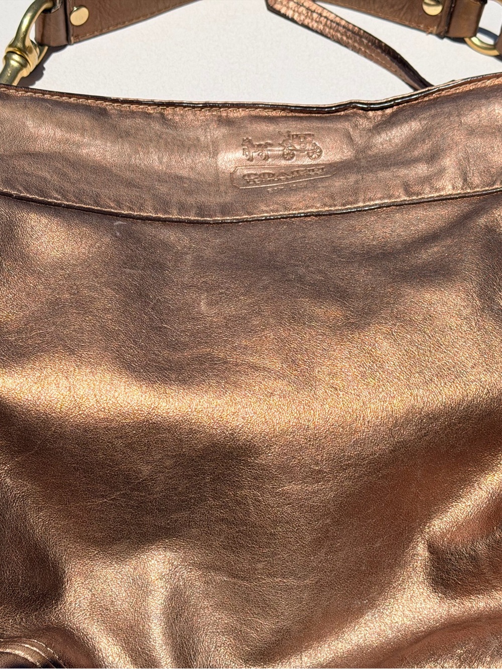Coach Metallic Bronze Leather Shoulder Hobo with Gold Hardware - Picture 12 of 12